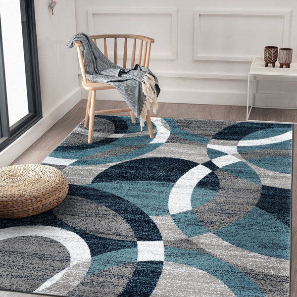 Wrought Studio Mehul Performance Teal Blue Rug & Reviews Wayfair Canada